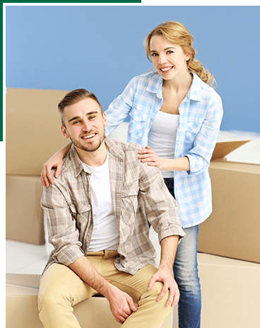 Happy couple inside their new home