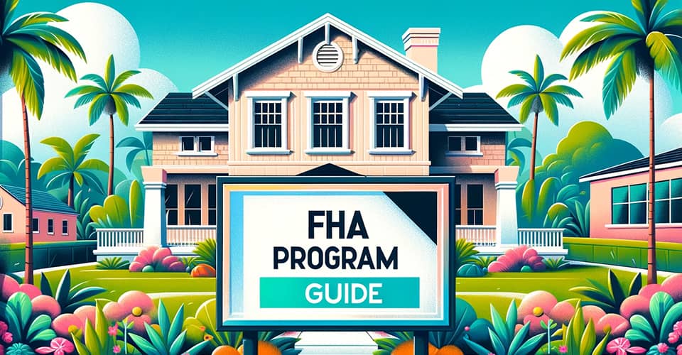 A Florida house setting with large board displaying FHA Program Guide
