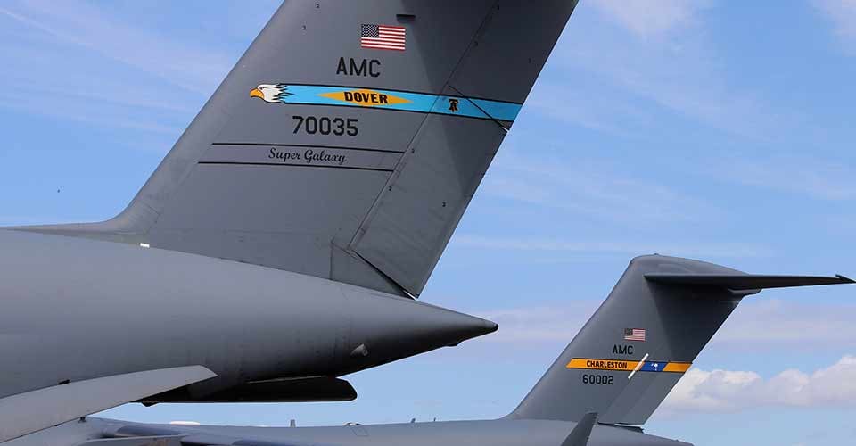 A US Air Force Boeing on display at MacDill Air Force Base in Tampa Florida