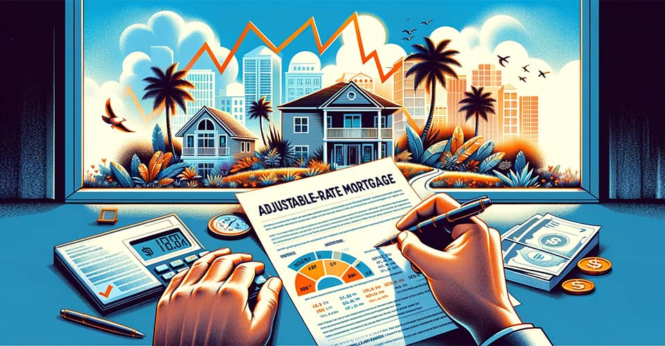 A borrower examining a document that outlines the terms of an adjustable rate mortgage