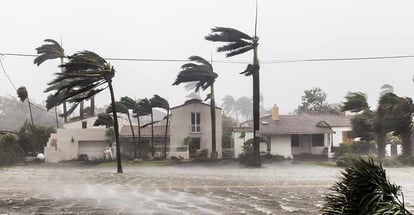 A flooded street after catastrophic Hurricane Irma hit Fort Lauderdale Florida
