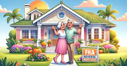 A happy elderly couple celebrating after getting FHA Reverse Mortgage