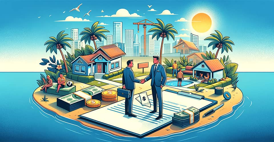 A homebuyer consulting with mortgage lender about home loan options in Florida