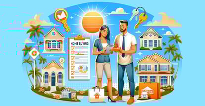 A happy couple standing together in front of their new home, symbolizing the dream of homeownership with mortgage assistance programs.