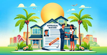 A homeowner receiving good news from a lender about the approval of an appraisal waiver