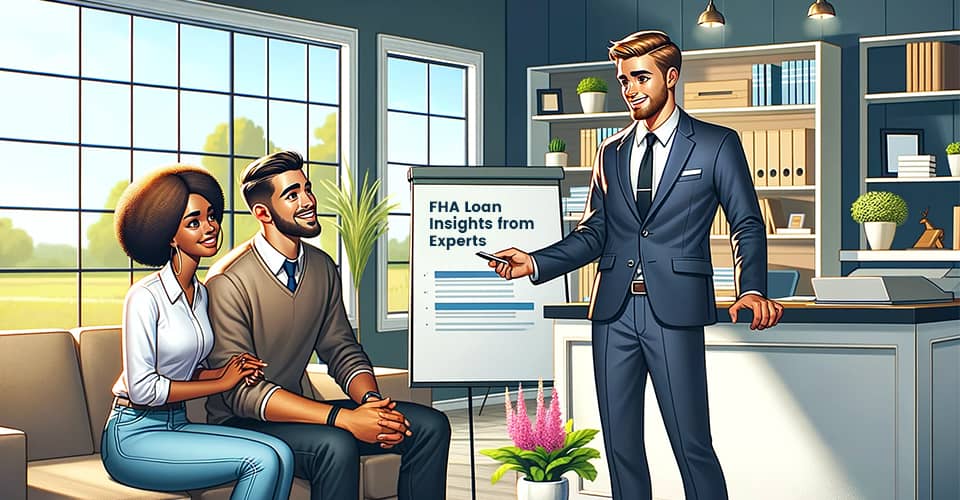 A loan expert giving financial advice about FHA Loan to young couple