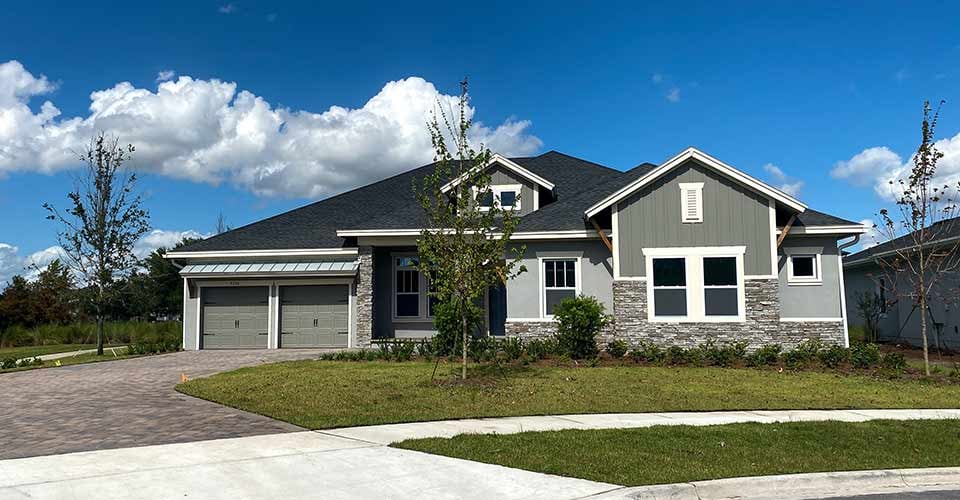 A luxury gray house in the Laureate Park neighborhood in Lake Nona Orlando Florida