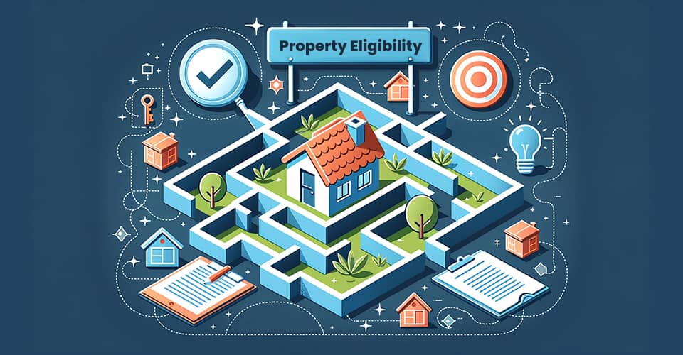 A maze in the shape of a house to signify complicated property eligibility rules