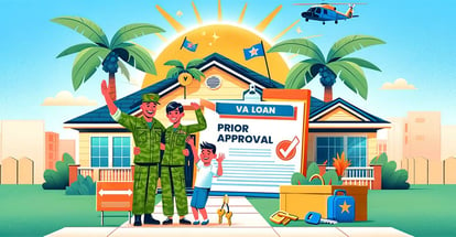 A military family celebrating the prior approval for their VA loan