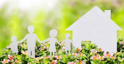 A paper house and family