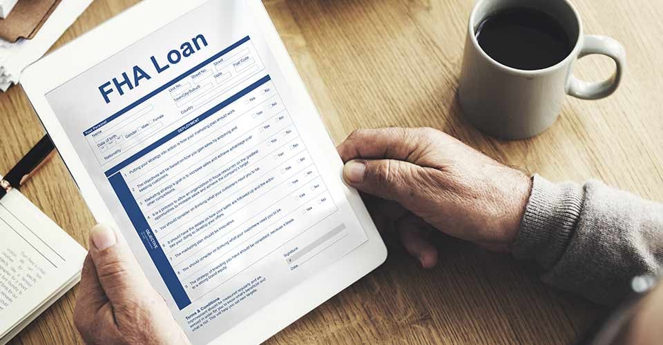 A person looking at FHA Loan Application Document with Questionnaire on tablet