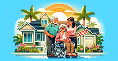 A person with their elderly parents looking at a new home that meets their specific needs