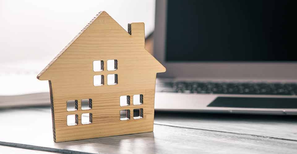 A wooden house model