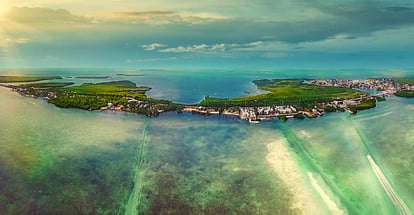 Aerial Panorama of Islamorada in Florida Keys