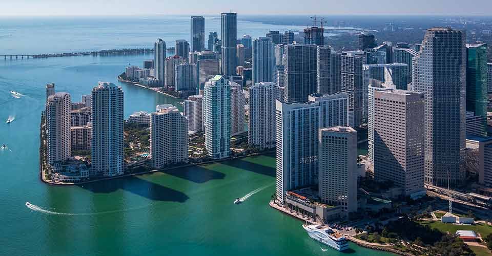 Aerial view of Brickell in Miami