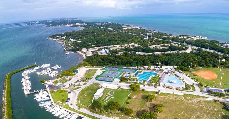 Aerial view of Islamorada in Monroe County Florida