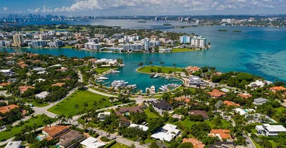 Aerial view of Miami Bal Harbour luxury neighborhood