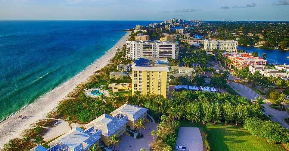 Aerial view of Naples coastline in Florida
