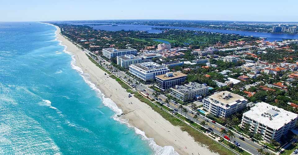 Aerial view of Palm Beach in Florida