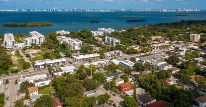 Aerial view of Upper East Side residential neighborhood in Miami