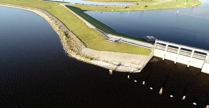 Aerial view of a Lake Okeechobee Florida