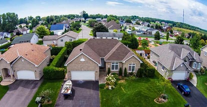 Aerial view of a residential neighborhood subdivision