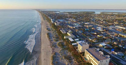 Aerial view of the Space Coast featuring downtown Cocoa Beach in Florida