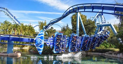 Amazing view of Manta Ray Rollercoaster at Seaworld Theme Park at Seaworld in International Drive area in Orlando Florida