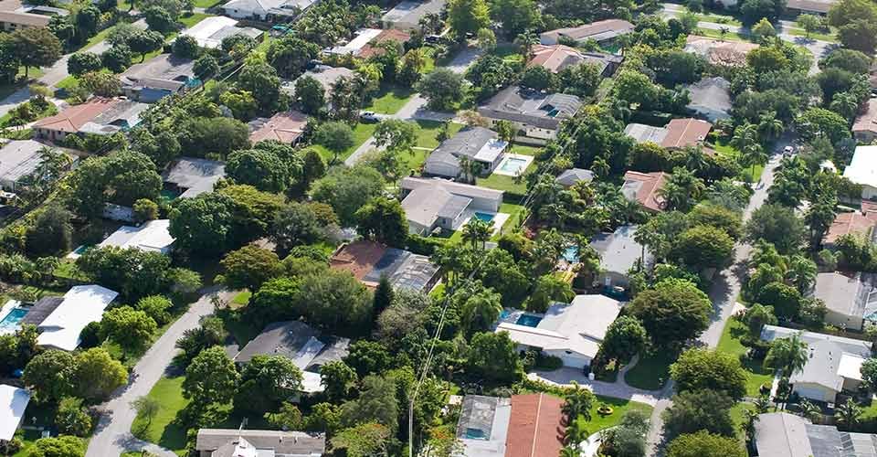 An aerial view of typical residential property in Miami Florida