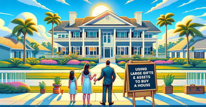 An illustration convey the achievement of homeownership through large gifts and assets