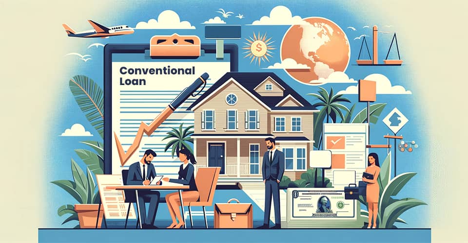 An illustration highlighting the process of obtaining a conventional loan