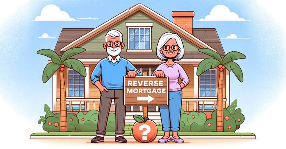 An illustration of old happy couple and represent their curiosity about Reverse Mortgage