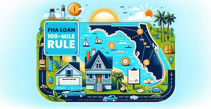 An illustration providing a clear depiction of the 100 Mile Rule for FHA Loans