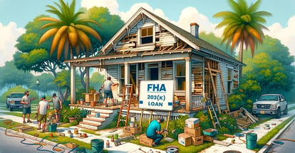 An old house being renovated in Florida using FHA 203k Loan