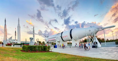 Apollo rockets in the rocket garden at Kennedy Space in Florida