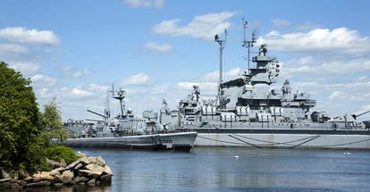 Battleship Cove is an outdoor museum of famous World War II vessels