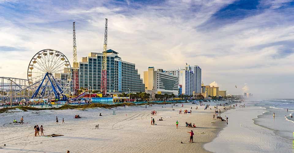 Beachgoers on Daytona Beach in Florida