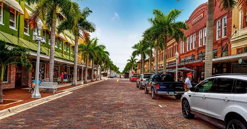 Beautiful First street in old town Fort Myers Florida