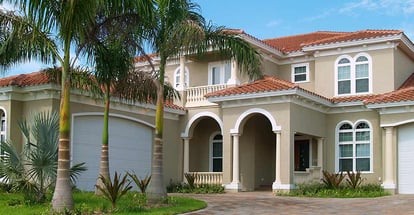 Beautiful house and palm trees