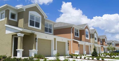 Beautiful new house under bright blue sky in Florida