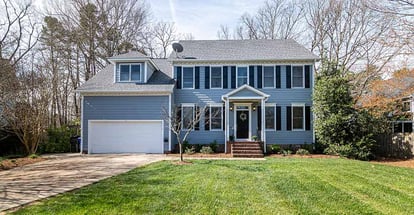 Blue and Gray Wooden House Near Bare Trees