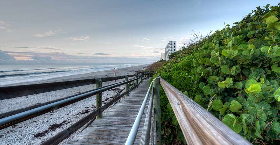 Boardwalk at Melbourne Beach at Sunrise