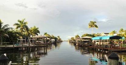 Canals and homes along the river in Florida