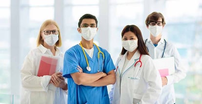 Clinic personnel wearing face mask