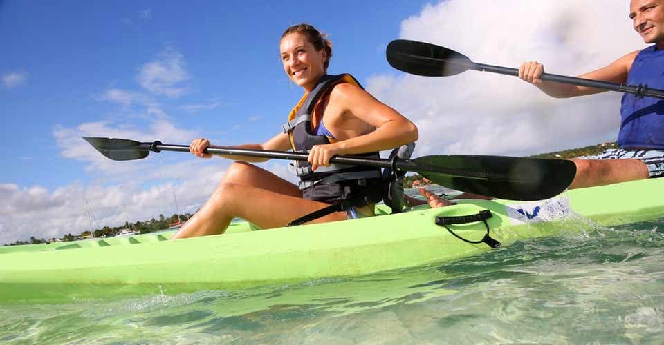 Couple canoeing