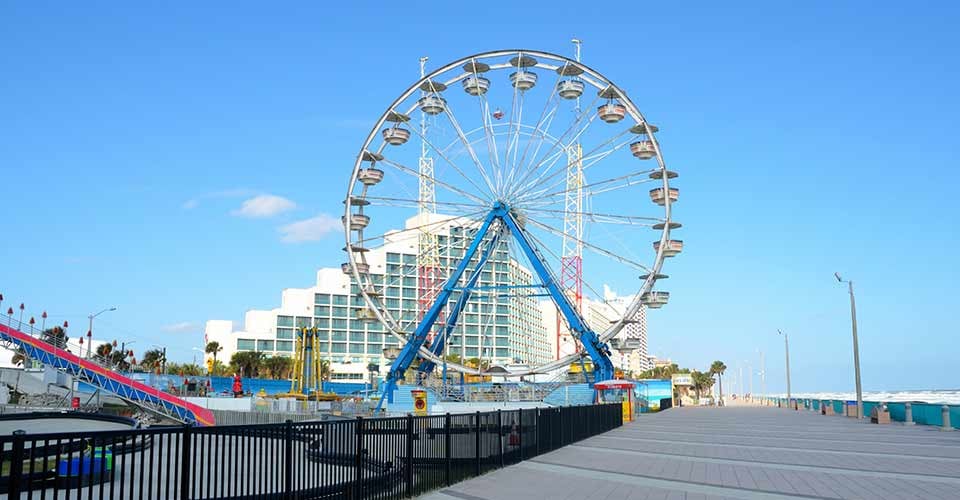 Daytona Beach Florida boardwalk and Ferris Wheel