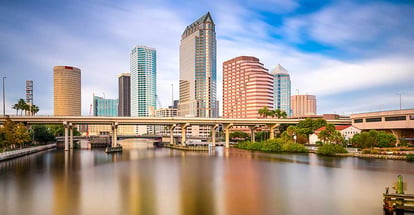 Downtown city skyline on the Hillsborough River in Tampa Florida