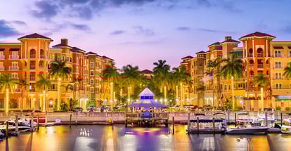 Downtown skyline at dusk in Naples Florida