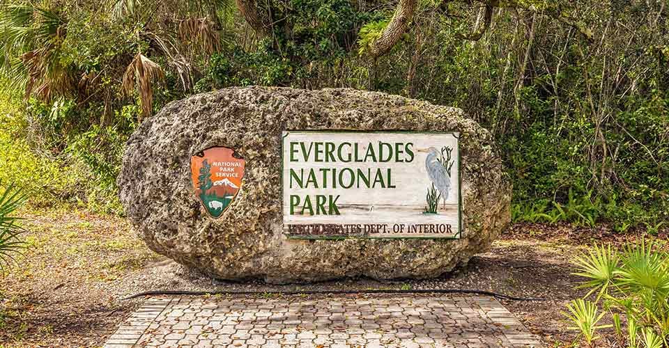 Entrance Sign in the Everglades National Park Florida