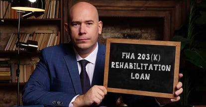 FHA 203k Rehabilitation Loan phrase on the blackboard